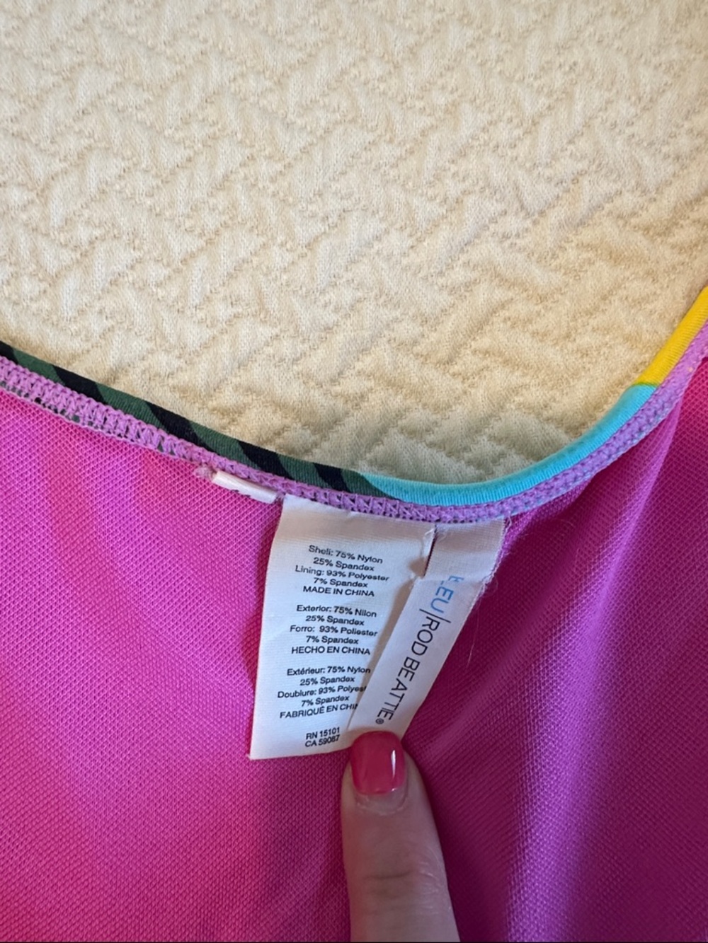 Bleu Rod Beattie Pink Tropical One-Piece with Multicolor Trim - Picture 3 of 5